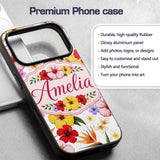 Tropical Hibiscus Bird of Paradise Printed Design Custom Name Protective Phone Case Mobile Cover Durable Everyday Smartphone Shock Resistant