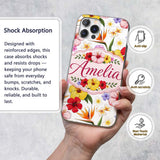 Tropical Hibiscus Bird of Paradise Printed Design Custom Name Protective Phone Case Mobile Cover Durable Everyday Smartphone Shock Resistant
