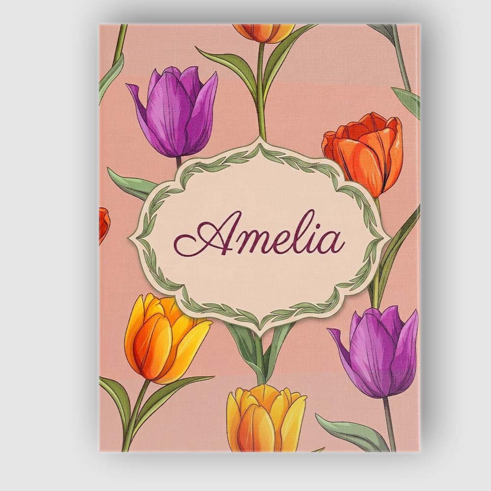 Personalised Name Elegant Tulip Floral Custom  Unique Gift Idea Modern Room Accent Canvas Wall Art Print Decor Picture Ready to Hang