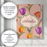 Personalised Name Elegant Tulip Floral Custom  Unique Gift Idea Modern Room Accent Canvas Wall Art Print Decor Picture Ready to Hang