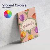 Personalised Name Elegant Tulip Floral Custom  Unique Gift Idea Modern Room Accent Canvas Wall Art Print Decor Picture Ready to Hang