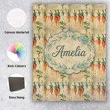 Personalised Name Rustic Watercolor Carrot Vegetable Botanical Custom Modern Room Accent Canvas Wall Art Print Decor Picture Ready to Hang