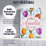 Personalised Name Elegant Tulip Floral Custom  Unique Gift Idea Modern Room Accent Canvas Wall Art Print Decor Picture Ready to Hang