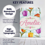 Personalised Name Elegant Tulip Floral Custom  Unique Gift Idea Modern Room Accent Canvas Wall Art Print Decor Picture Ready to Hang