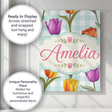 Personalised Name Elegant Tulip Floral Custom  Unique Gift Idea Modern Room Accent Canvas Wall Art Print Decor Picture Ready to Hang