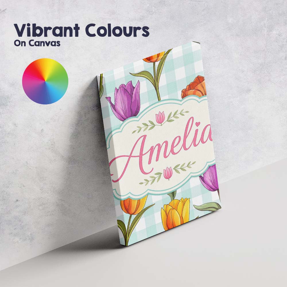 Personalised Name Elegant Tulip Floral Custom  Unique Gift Idea Modern Room Accent Canvas Wall Art Print Decor Picture Ready to Hang