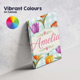 Personalised Name Elegant Tulip Floral Custom  Unique Gift Idea Modern Room Accent Canvas Wall Art Print Decor Picture Ready to Hang
