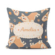 Custom Name Playful Corgi Dogs Seamless Pattern Stylish Everyday Square Filled Cushion Throw Pillow Sofa Bed Home Decor Zip Washable UK Made