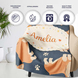 Playful Corgi Dogs Basketball Seamless Pattern Stylish Everyday   Personalised Custom Name Super Soft Fleece Blanket Bed Sofa Throw