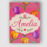 Personalised Name Elegant Tulip Floral Custom  Unique Gift Idea Modern Room Accent Canvas Wall Art Print Decor Picture Ready to Hang