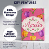 Personalised Name Elegant Tulip Floral Custom  Unique Gift Idea Modern Room Accent Canvas Wall Art Print Decor Picture Ready to Hang