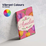Personalised Name Elegant Tulip Floral Custom  Unique Gift Idea Modern Room Accent Canvas Wall Art Print Decor Picture Ready to Hang