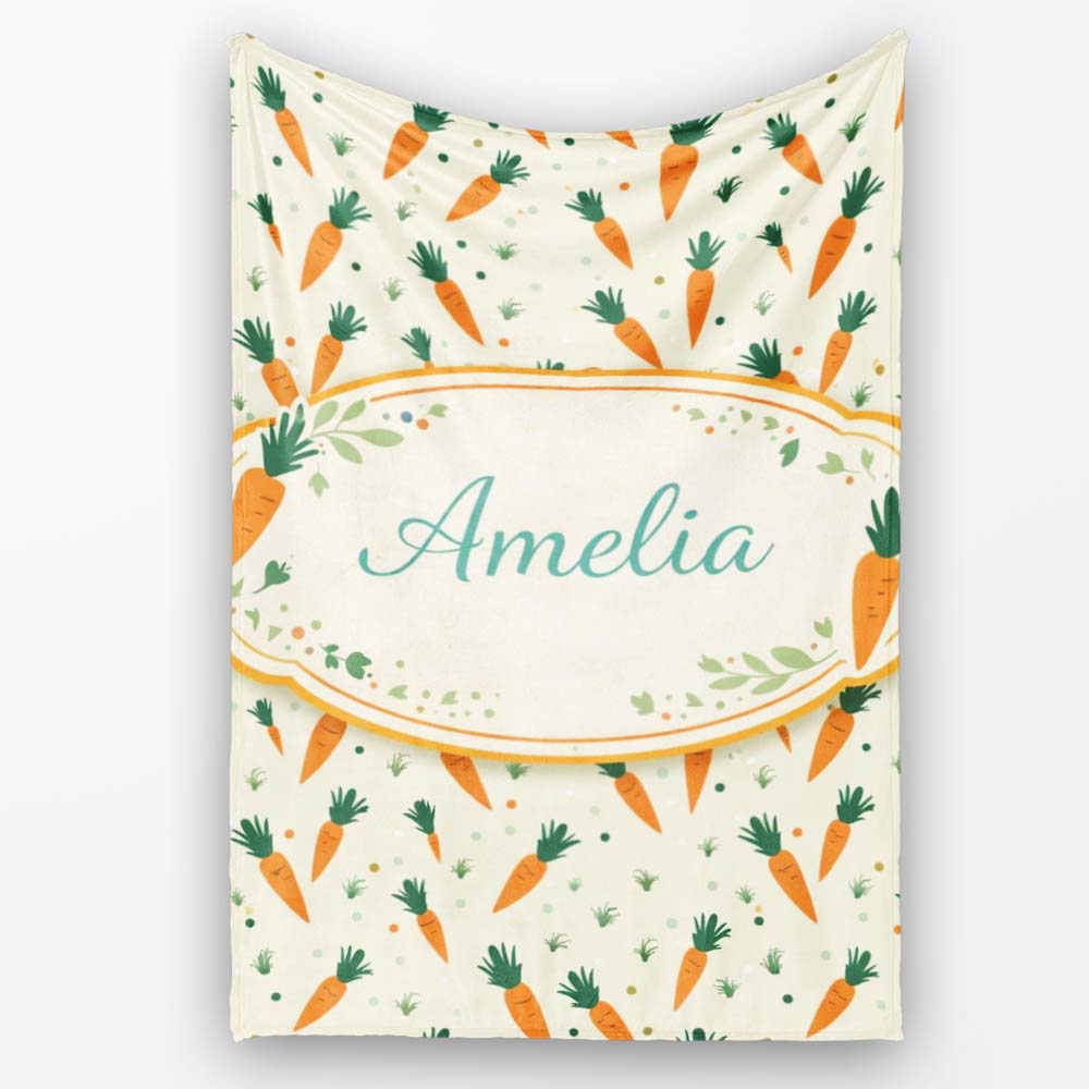 Minimal Carrot Toss Vegetable Seamless Pattern Beautiful Coffee Cup  Personalised Custom Name Super Soft Fleece Blanket Bed Sofa Throw