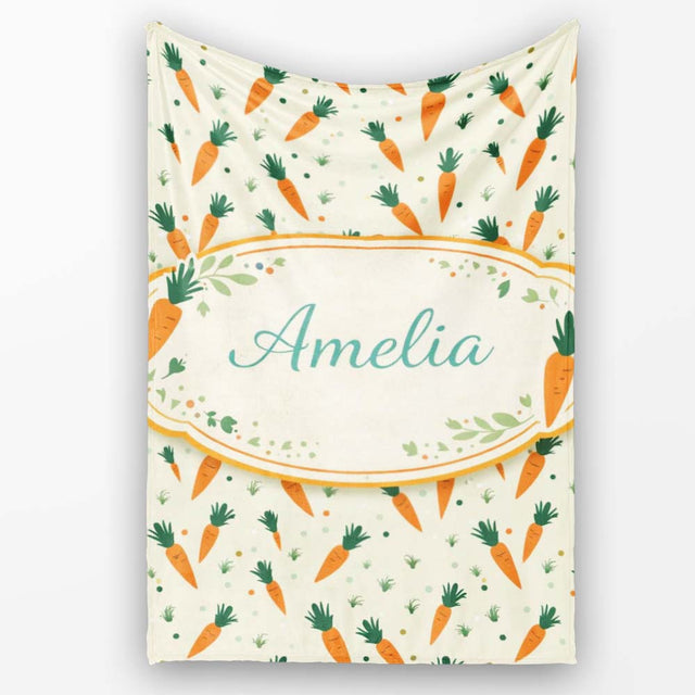 Minimal Carrot Toss Vegetable Seamless Pattern Beautiful Coffee Cup  Personalised Custom Name Super Soft Fleece Blanket Bed Sofa Throw