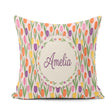 Custom Name Elegant Tulip Floral Seamless Pattern Soft Pink Name Square Filled Cushion Throw Pillow Sofa Bed Home Decor Zip Washable UK Made