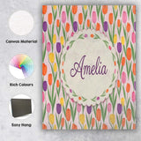 Personalised Name Elegant Tulip Floral Custom  Unique Gift Idea Modern Room Accent Canvas Wall Art Print Decor Picture Ready to Hang