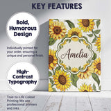 Personalised Name Bright Sunflower Floral Custom  Unique Gift Idea Elegant Feature Canvas Wall Art Print Decor Picture Ready to Hang
