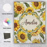 Personalised Name Bright Sunflower Floral Custom  Unique Gift Idea Elegant Feature Canvas Wall Art Print Decor Picture Ready to Hang