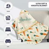 Minimal Carrot Toss Vegetable Seamless Pattern Beautiful Coffee Cup  Personalised Custom Name Super Soft Fleece Blanket Bed Sofa Throw