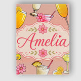 Personalised Name Tropical Cocktail Drinks Custom  Unique Gift Idea Elegant Feature Canvas Wall Art Print Decor Picture Ready to Hang