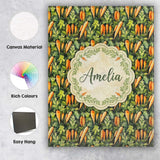 Personalised Name Realistic Carrot Garden Botanical Seamless Pattern Custom  Home Canvas Wall Art Print Decor Picture Ready to Hang
