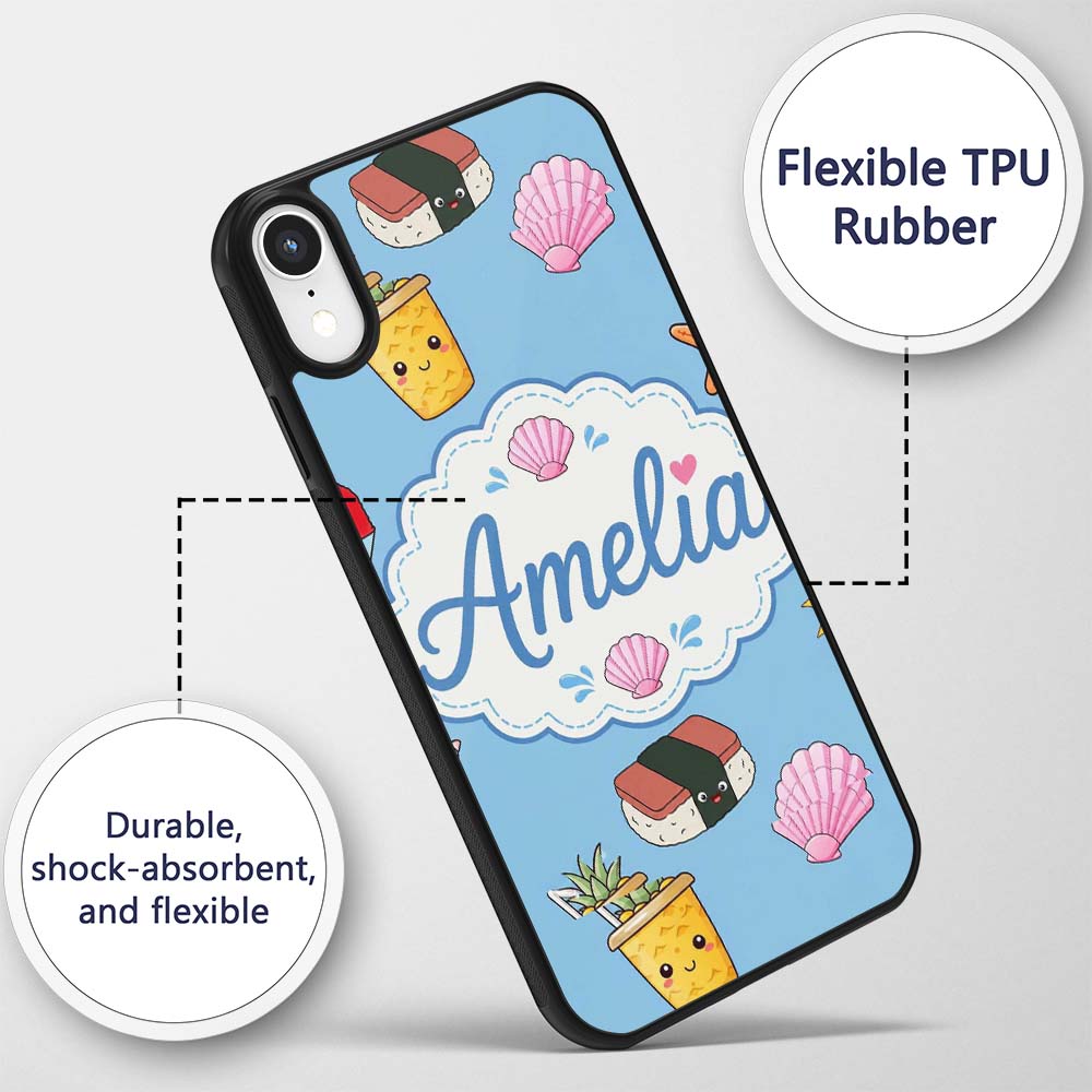 Cute Summer Chihuahua Dog Cartoon Printed Design Custom Name Protective Phone Case Mobile Cover Durable Everyday Smartphone Shock Resistant