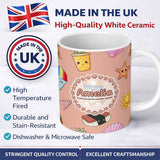 Personalized Custom Name Cute Summer Chihuahua Dog Sunglasses Kawaii Beach Seamless Pattern 11oz Ceramic Coffee Tea Mug White Large Handle