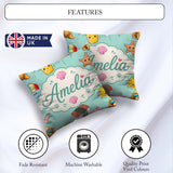 Custom Name Summer Chihuahua Dog Sunglasses Kawaii Teal Seamless Square Filled Cushion Throw Pillow Sofa Bed Home Decor Zip Washable UK Made
