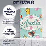 Personalised Name Summer Chihuahua Dog Custom  Modern Room Accent Elegant Feature Canvas Wall Art Print Decor Picture Ready to Hang