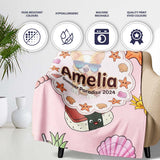 Summer Chihuahua Dog Sunglasses Kawaii Beach Soft Pink Seamless  Personalised Custom Name Super Soft Fleece Blanket Bed Sofa Throw