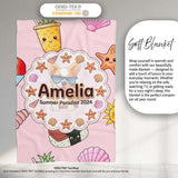 Summer Chihuahua Dog Sunglasses Kawaii Beach Soft Pink Seamless  Personalised Custom Name Super Soft Fleece Blanket Bed Sofa Throw