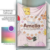 Summer Chihuahua Dog Sunglasses Kawaii Beach Soft Pink Seamless  Personalised Custom Name Super Soft Fleece Blanket Bed Sofa Throw