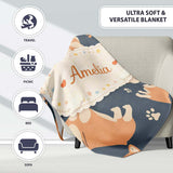 Playful Corgi Dogs Basketball Seamless Pattern Stylish Everyday   Personalised Custom Name Super Soft Fleece Blanket Bed Sofa Throw