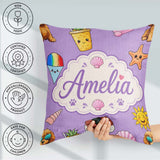 Custom Name Summer Chihuahua Dog Sunglasses Kawaii Beach Purple Square Filled Cushion Throw Pillow Sofa Bed Home Decor Zip Washable UK Made