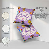 Custom Name Summer Chihuahua Dog Sunglasses Kawaii Beach Purple Square Filled Cushion Throw Pillow Sofa Bed Home Decor Zip Washable UK Made