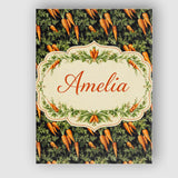 Personalised Name Dark Background Carrot Harvest Botanical Seamless Custom Canvas Wall Art Print Decor Picture Ready to Hang