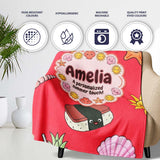 Summer Chihuahua Dog Sunglasses Kawaii Beach Red Seamless Pattern  Personalised Custom Name Super Soft Fleece Blanket Bed Sofa Throw