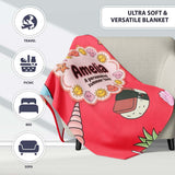 Summer Chihuahua Dog Sunglasses Kawaii Beach Red Seamless Pattern  Personalised Custom Name Super Soft Fleece Blanket Bed Sofa Throw