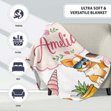 Summer Chihuahua Dog Sunglasses Kawaii Beach Grey Seamless Pattern  Personalised Custom Name Super Soft Fleece Blanket Bed Sofa Throw