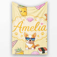 Summer Chihuahua Dog Sunglasses Kawaii Beach Beige Seamless Pattern  Personalised Custom Name Super Soft Fleece Blanket Bed Sofa Throw