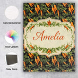 Personalised Name Dark Background Carrot Harvest Botanical Seamless Custom Canvas Wall Art Print Decor Picture Ready to Hang