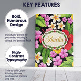 Personalised Name Tropical Hibiscus Flowers Custom  Bespoke Interior Contemporary Canvas Wall Art Print Decor Picture Ready to Hang