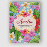 Personalised Name Tropical Hibiscus Flowers Custom  Bespoke Interior Contemporary Canvas Wall Art Print Decor Picture Ready to Hang