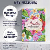 Personalised Name Tropical Hibiscus Flowers Custom  Bespoke Interior Contemporary Canvas Wall Art Print Decor Picture Ready to Hang