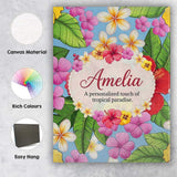 Personalised Name Tropical Hibiscus Flowers Custom  Bespoke Interior Contemporary Canvas Wall Art Print Decor Picture Ready to Hang