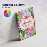 Personalised Name Tropical Hibiscus Flowers Custom  Bespoke Interior Contemporary Canvas Wall Art Print Decor Picture Ready to Hang