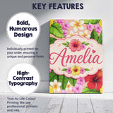 Personalised Name Tropical Hibiscus Flowers Custom  Bespoke Interior Contemporary Canvas Wall Art Print Decor Picture Ready to Hang