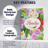 Personalised Name Tropical Hibiscus Flowers Custom  Bespoke Interior Contemporary Canvas Wall Art Print Decor Picture Ready to Hang