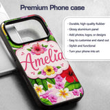 Hibiscus Flowers Plumeria Leaves Exotic Floral Custom Name Protective Phone Case Mobile Cover Durable Everyday Smartphone Shock Resistant