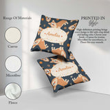 Custom Name Playful Corgi Dogs Seamless Pattern Stylish Everyday Square Filled Cushion Throw Pillow Sofa Bed Home Decor Zip Washable UK Made